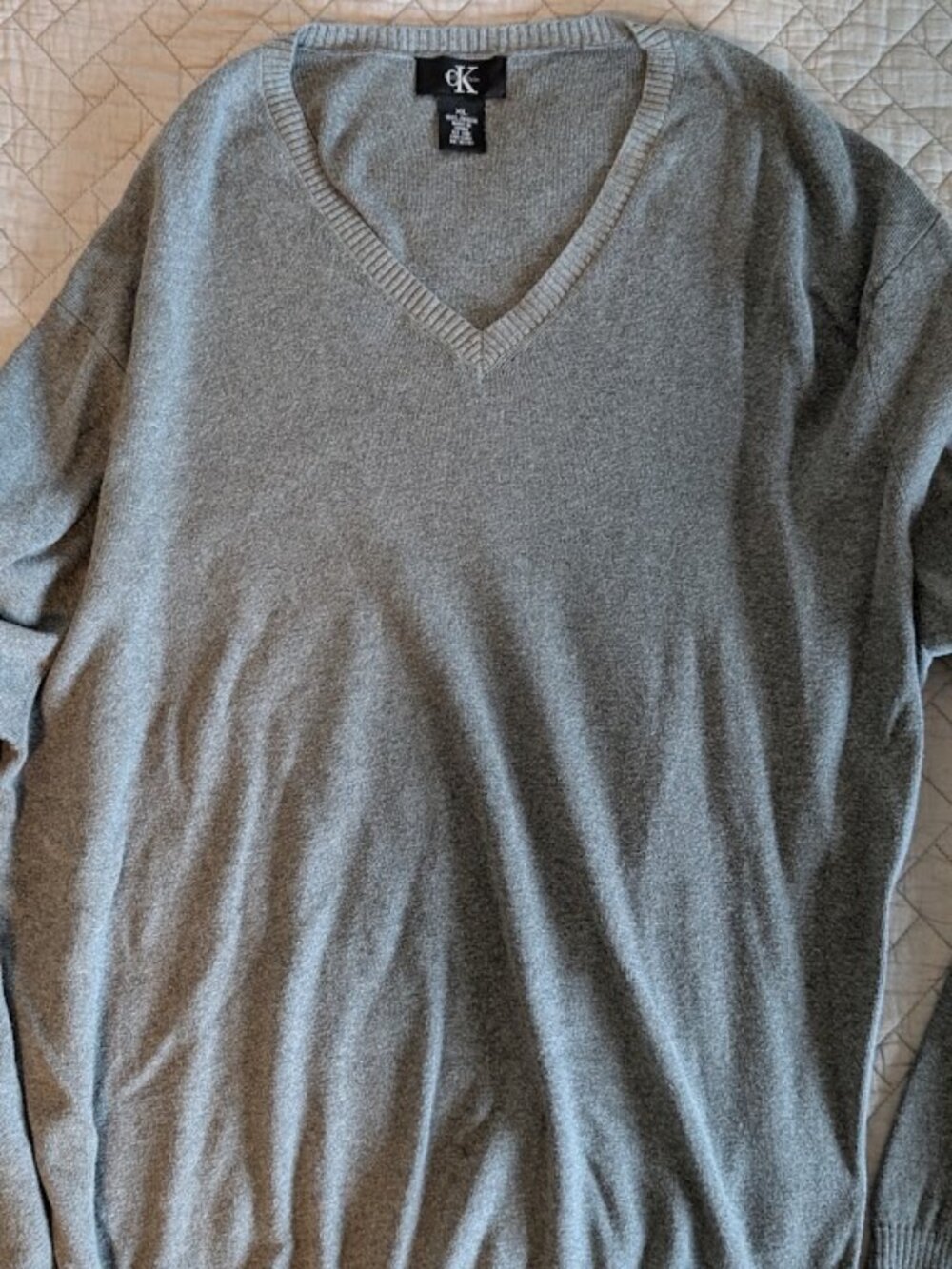 Calvin Klein Mens v neck Grey Sweater XL